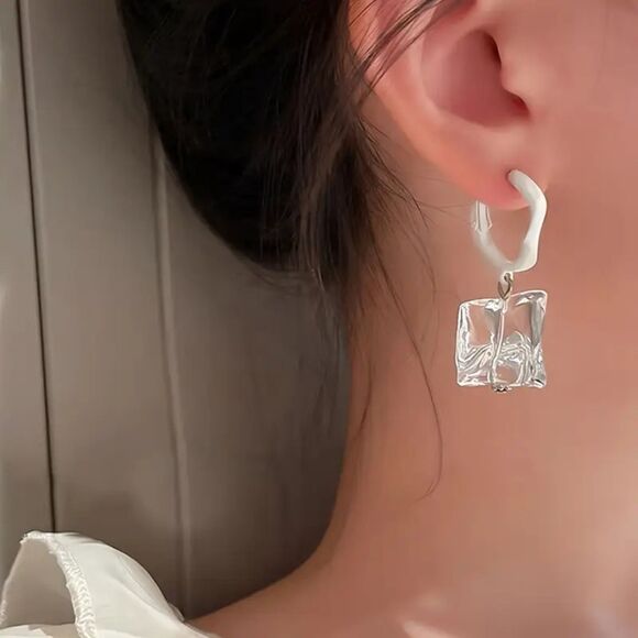 Chic, Stylish,, Unique, Fun, Playful, Vibe Acrylic Ice Cube Earrings - Picture 2 of 6
